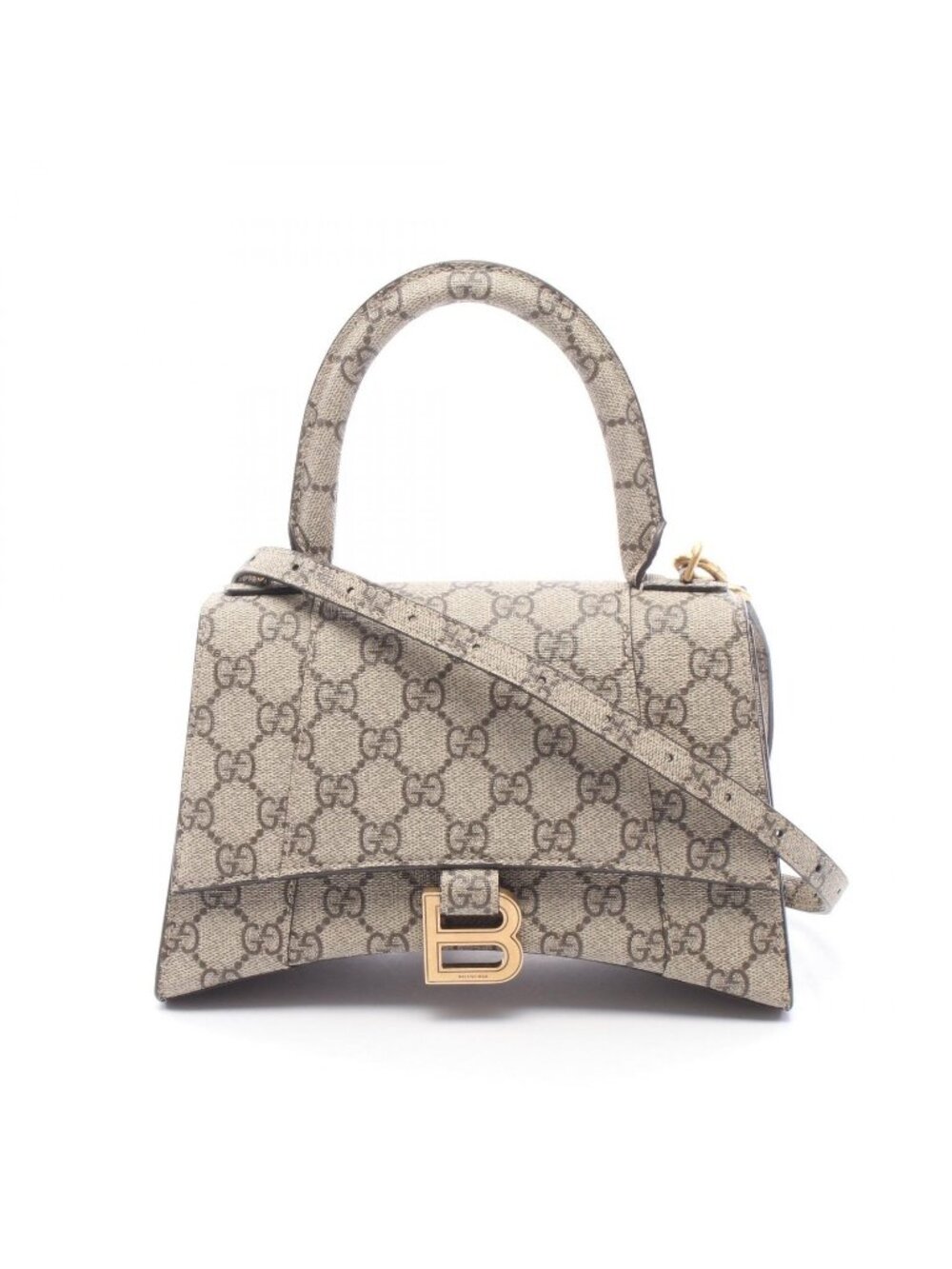 Gucci Handbag Hacker Project Flora Hourglass 2-Way Beige Canvas Small